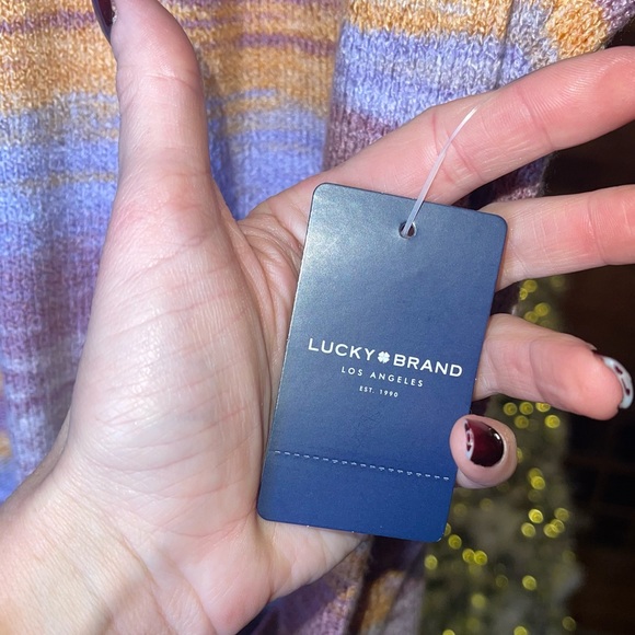 LUCKY BRAND Space Dye Malibu Open Front Cardigan Sweater with Hand Pockets S NWT - Picture 8 of 11